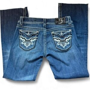 Y2K Bootcut Jeans Low Rise Embroidered Mall Goth 2000s Paris Hilton Denim